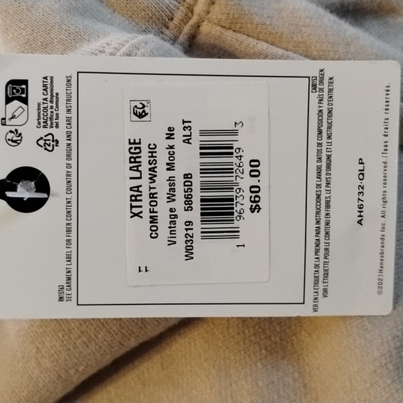 Champion You Woman's Beige Vintage Wash Mock Ne, Size: XL, NWT - Picture 3 of 9